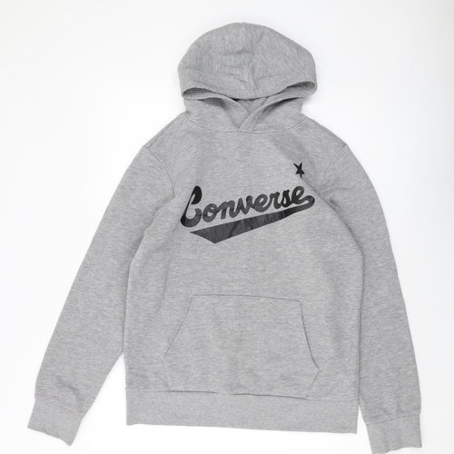 Converse Boys Grey Cotton Pullover Hoodie Size 13-14 Years Pullover