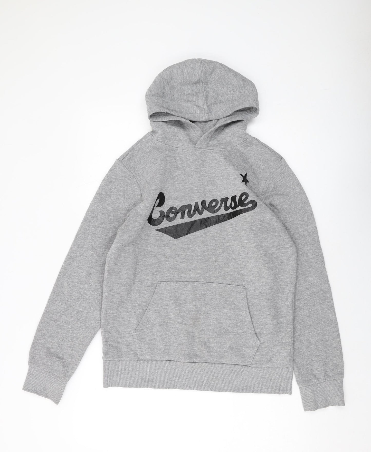 Converse Boys Grey Cotton Pullover Hoodie Size 13-14 Years Pullover