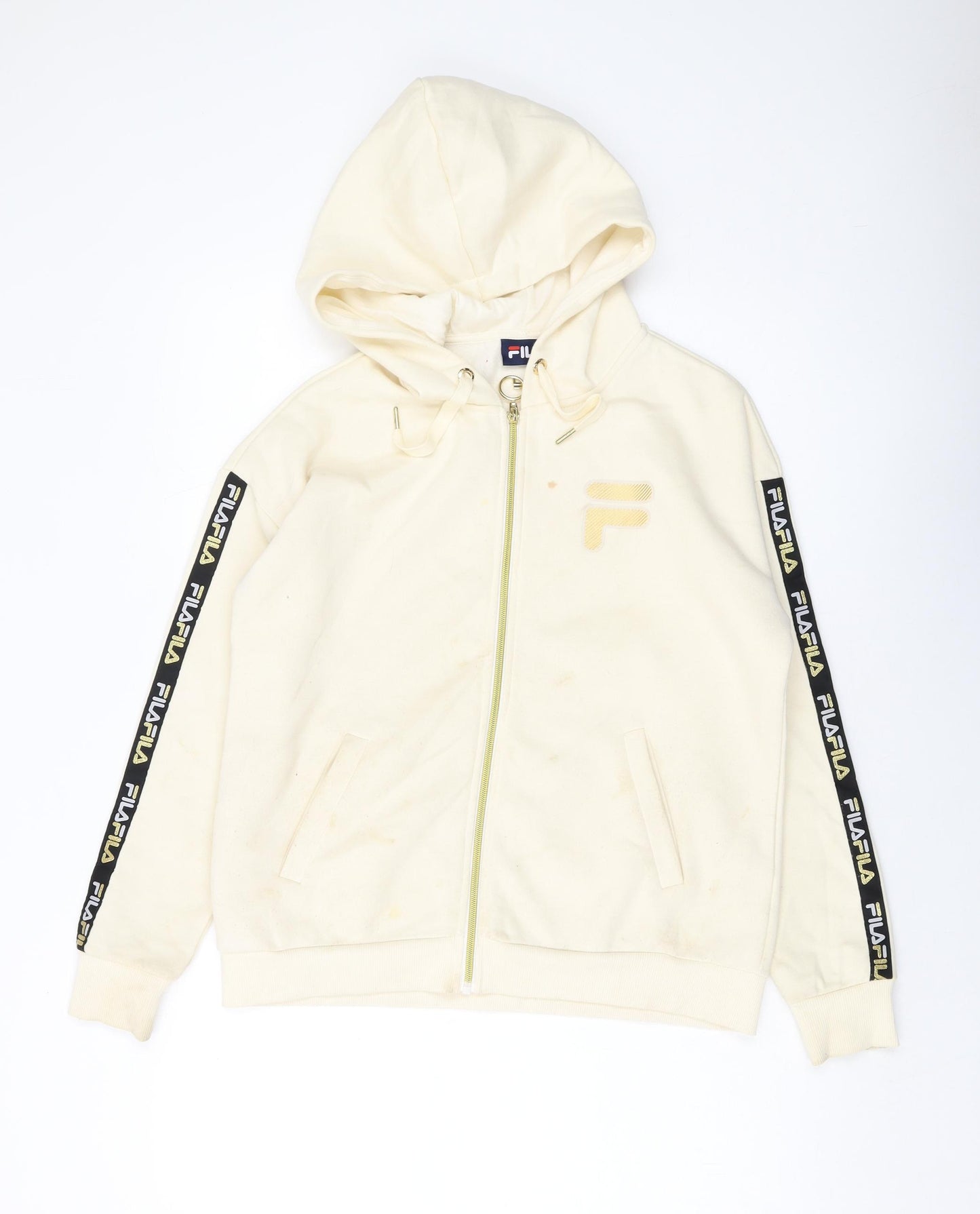 FILA Womens Ivory Polyester Full Zip Hoodie Size XS Zip