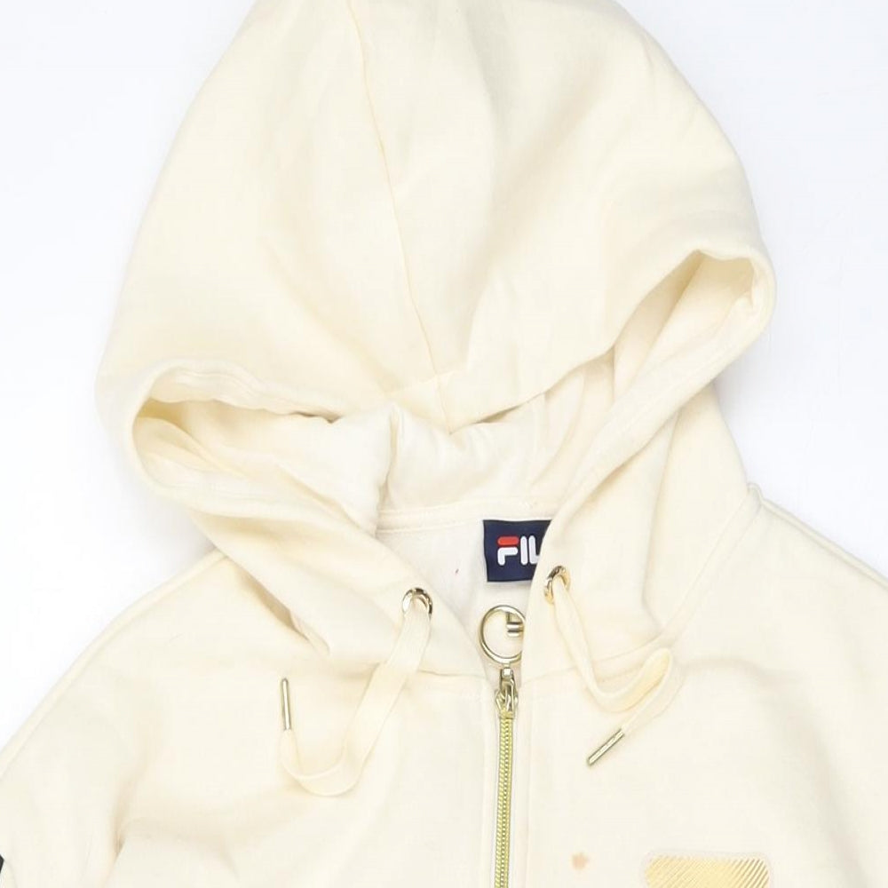 FILA Womens Ivory Polyester Full Zip Hoodie Size XS Zip