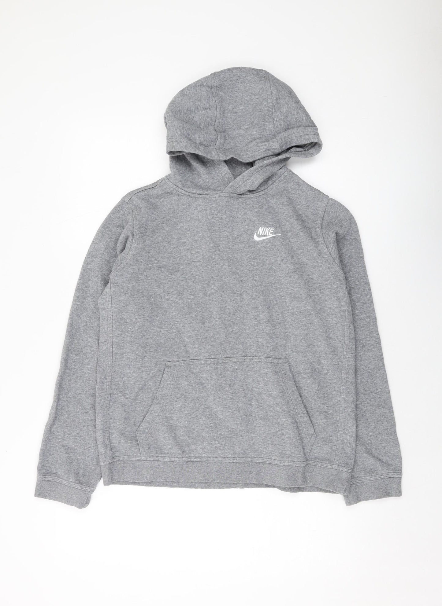 Nike Boys Grey Cotton Pullover Hoodie Size 13-14 Years Pullover