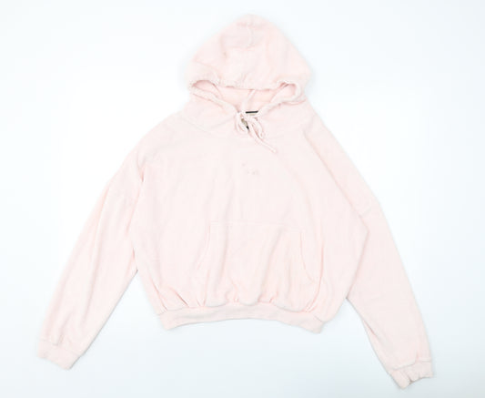 Front view of Prévu women’s pink cotton pullover hoodie, size UK 6, pullover