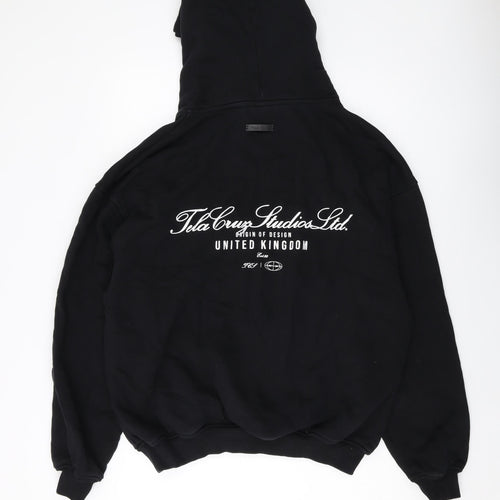 Tela Cruz Mens Black Cotton Pullover Hoodie Size L