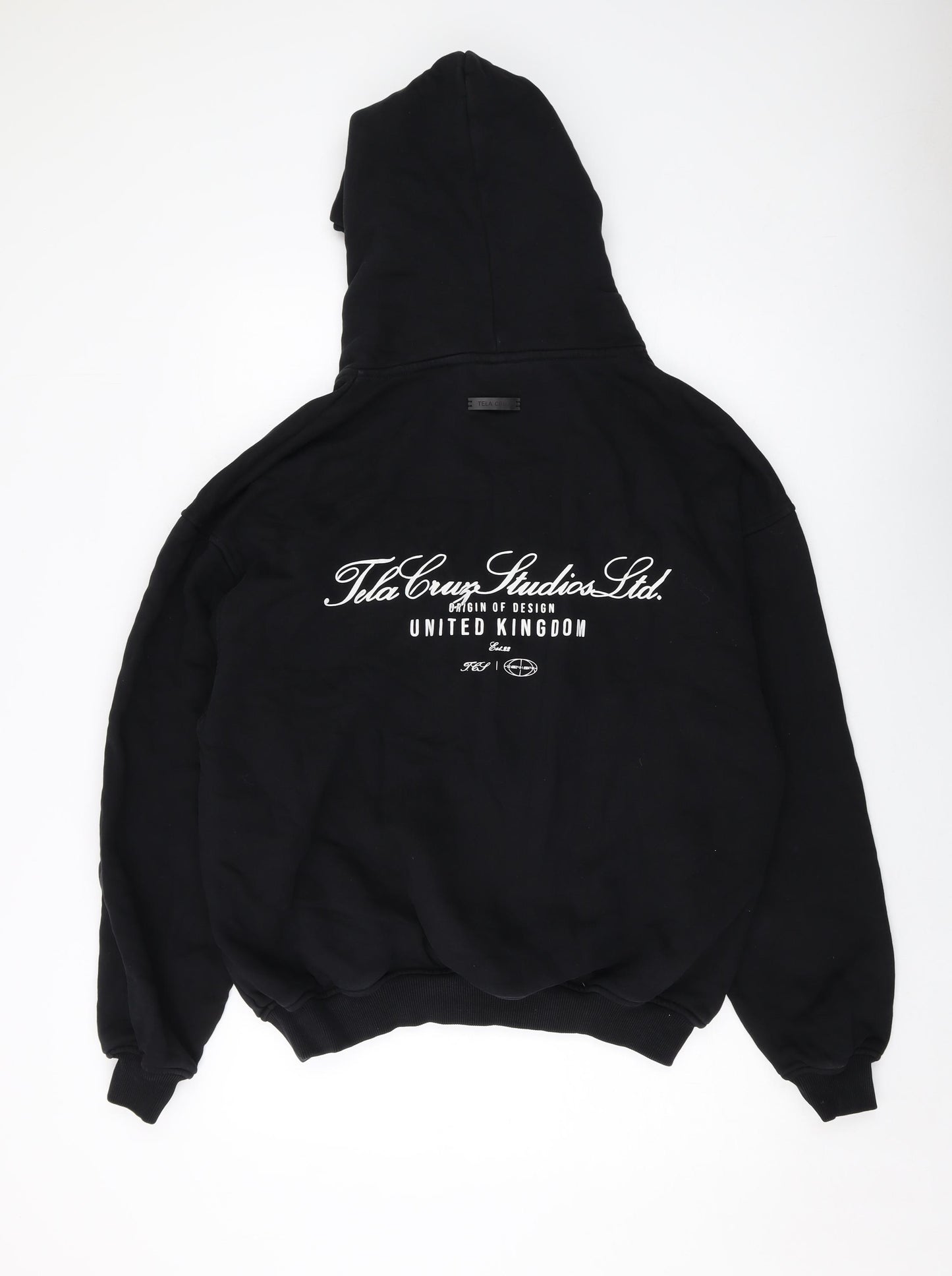 Tela Cruz Mens Black Cotton Pullover Hoodie Size L