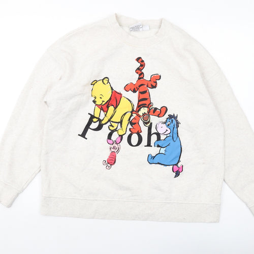 Disney Womens Ivory Cotton Pullover Sweatshirt Size 12 Pullover - Pooh