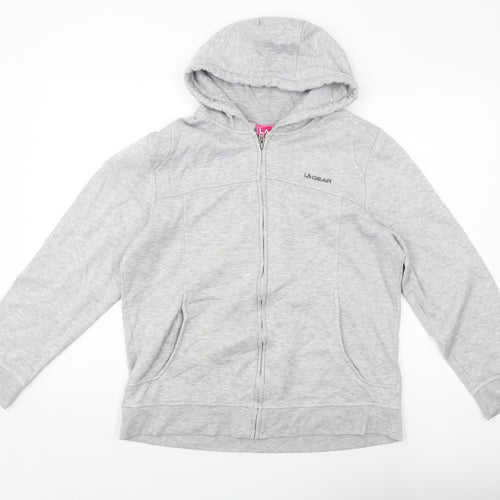 LA Gear Womens Grey Polyester Full Zip Hoodie Size 16 Zip