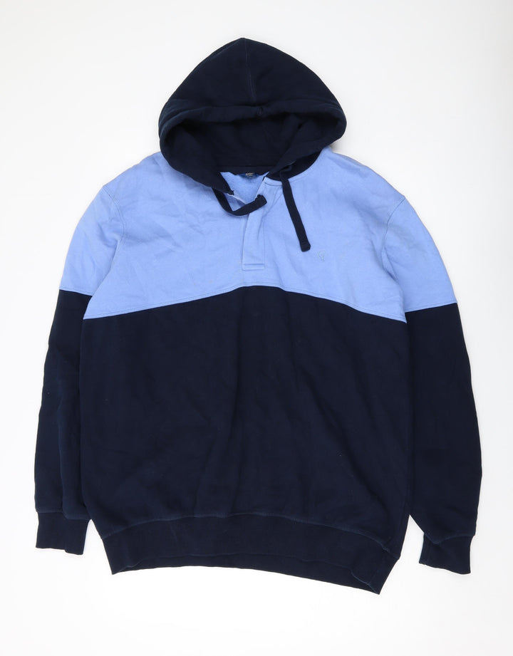 Cotton Traders Mens Blue Cotton Pullover Hoodie Size XL