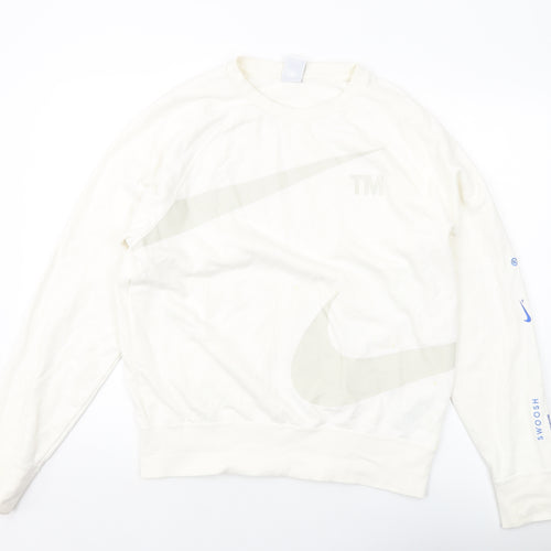 Nilke Mens Ivory Cotton Pullover Sweatshirt Size M