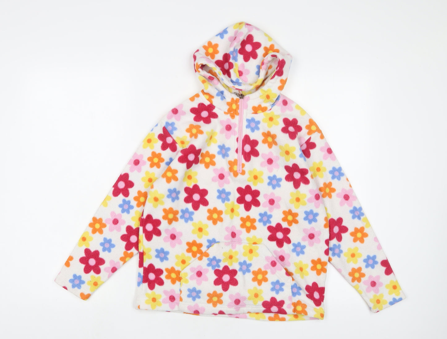 Peter Storm Girls Multicoloured Floral Polyester Pullover Hoodie Size 9-10 Years Zip