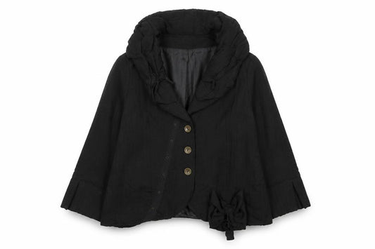 Front view of Jean Marc Phillips women’s black jacket coat, size UK 8, button