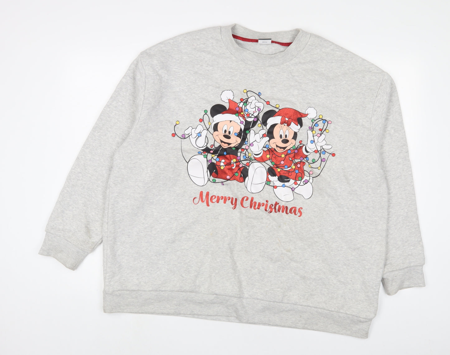 Mickey Mouse Womens Grey Cotton Pullover Sweatshirt Size 20 Pullover - Christmas