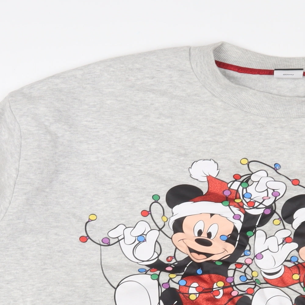 Mickey Mouse Womens Grey Cotton Pullover Sweatshirt Size 20 Pullover - Christmas
