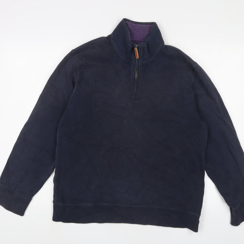 Landsend Womens Blue Cotton Pullover Sweatshirt Size M Zip