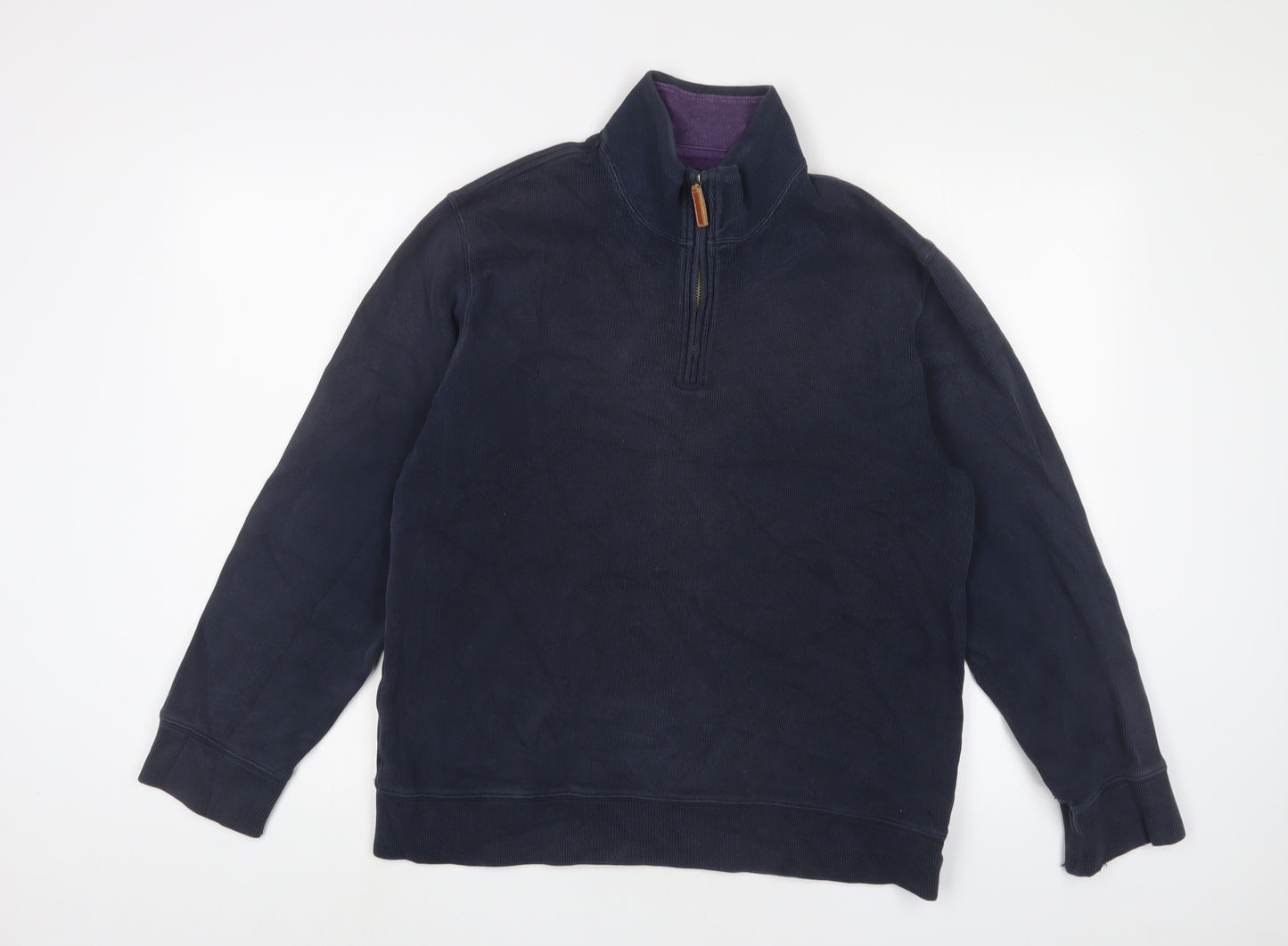 Landsend Womens Blue Cotton Pullover Sweatshirt Size M Zip