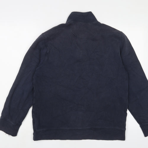 Landsend Womens Blue Cotton Pullover Sweatshirt Size M Zip