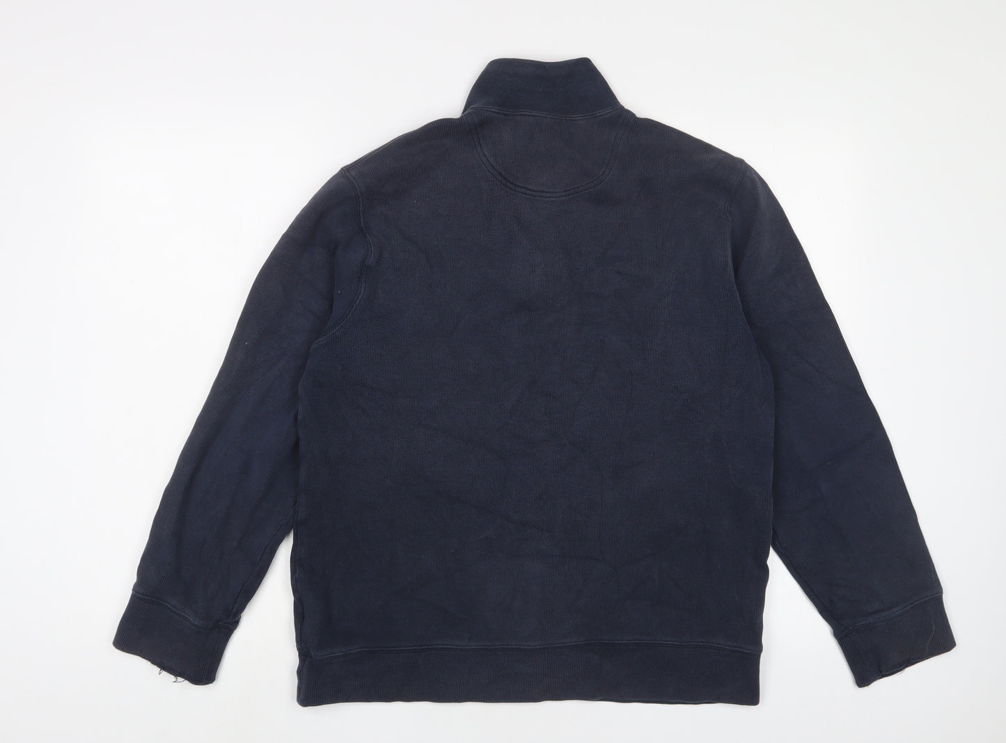 Landsend Womens Blue Cotton Pullover Sweatshirt Size M Zip