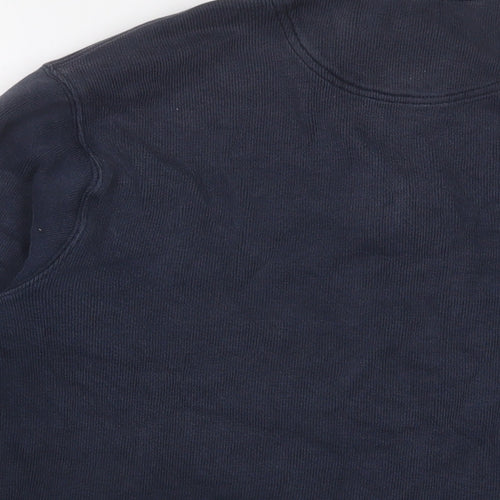 Landsend Womens Blue Cotton Pullover Sweatshirt Size M Zip