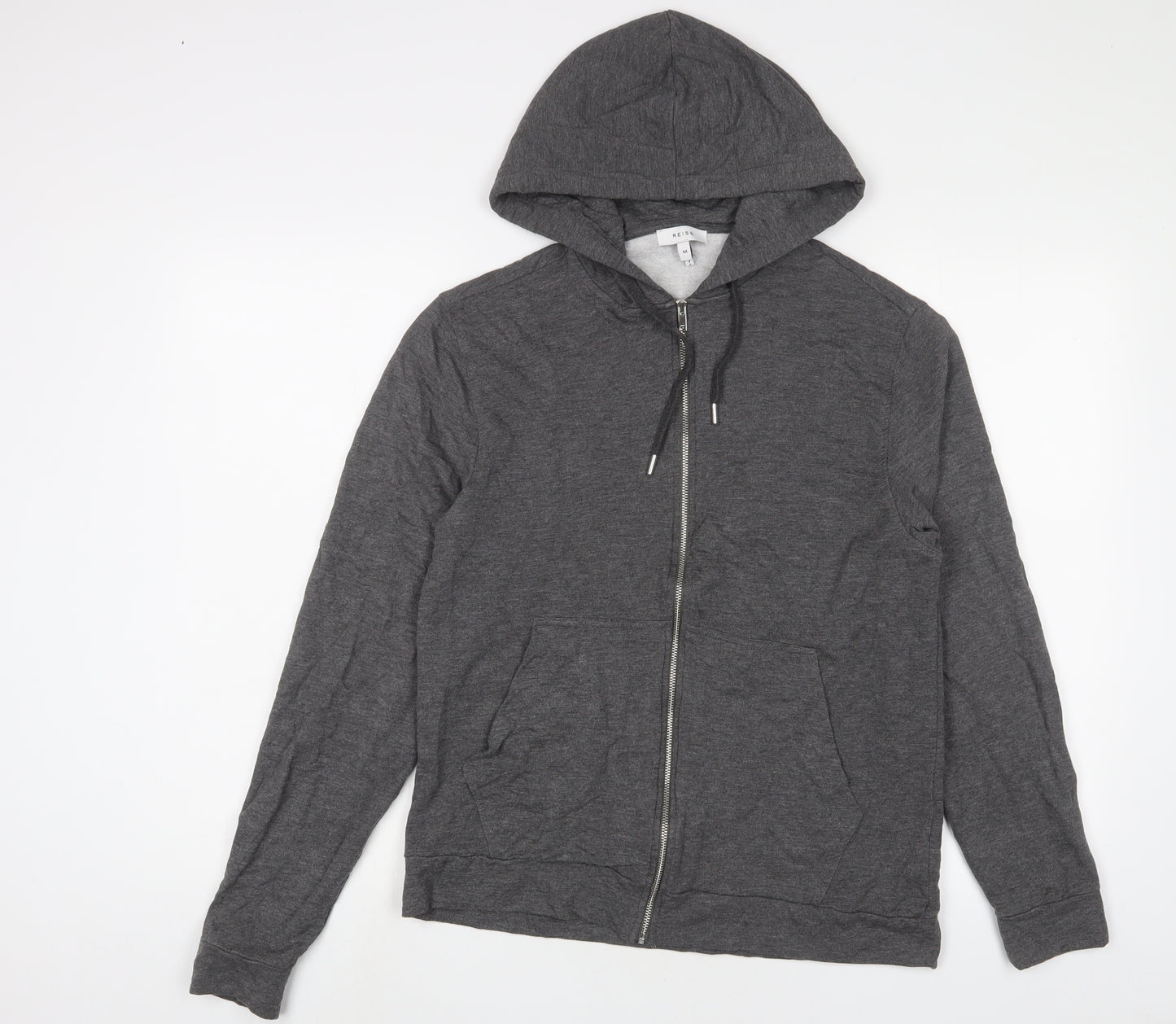 Reiss Mens Grey Cotton Full Zip Hoodie Size M
