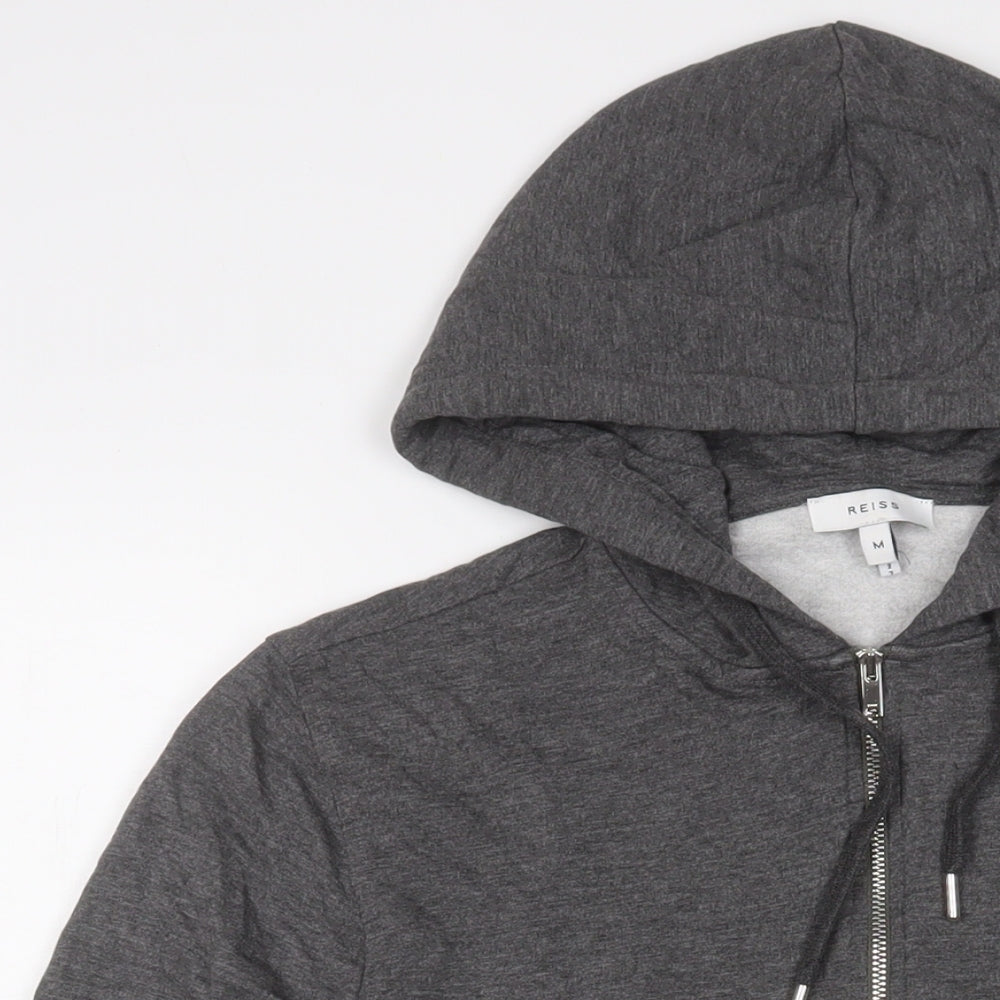 Reiss Mens Grey Cotton Full Zip Hoodie Size M