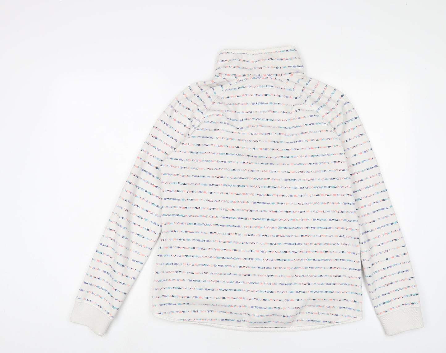 Crew Clothing Womens White Striped Cotton Pullover Sweatshirt Size 8 Zip