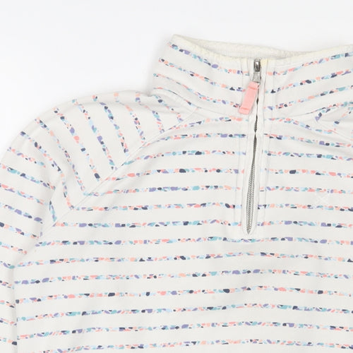 Crew Clothing Womens White Striped Cotton Pullover Sweatshirt Size 8 Zip
