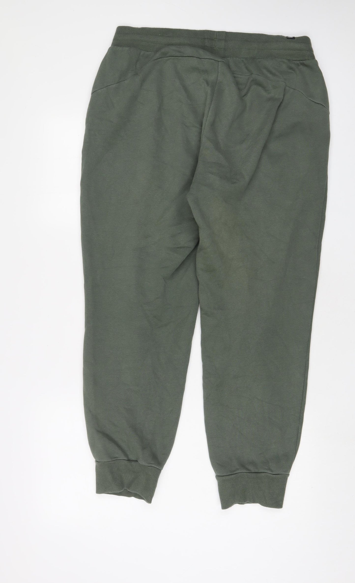 PUMA Mens Green Cotton Jogger Trousers Size L L30 in Regular Drawstring