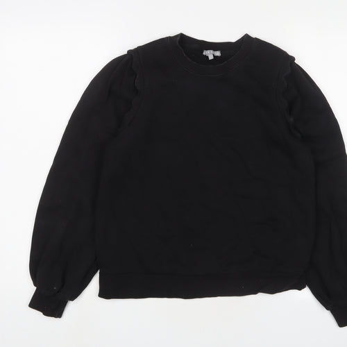 Oliver Bonas Womens Black Cotton Pullover Sweatshirt Size 8 Pullover