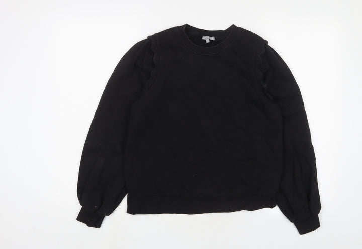 Oliver Bonas Womens Black Cotton Pullover Sweatshirt Size 8 Pullover