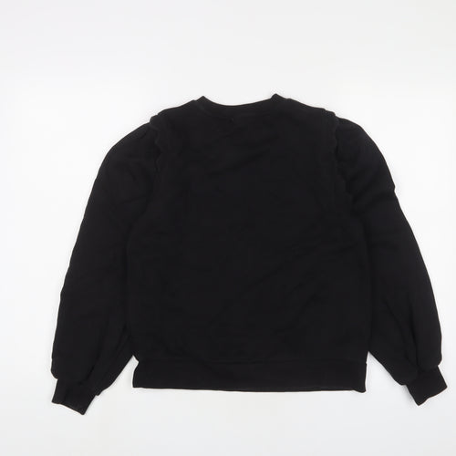 Oliver Bonas Womens Black Cotton Pullover Sweatshirt Size 8 Pullover