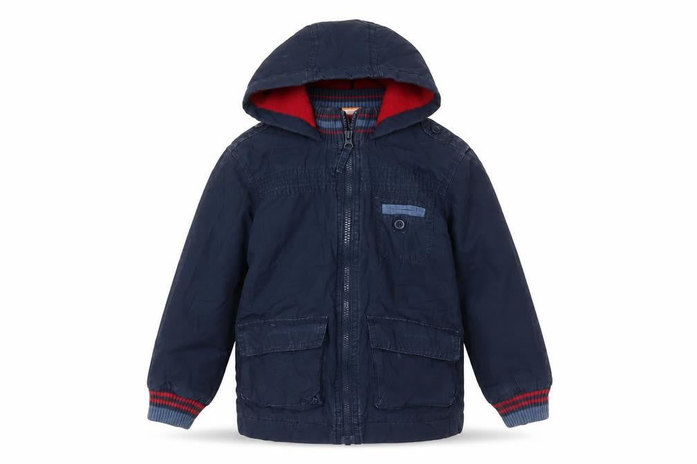 MINIMODE Boys Blue Basic Coat Coat Size 4-5 Years Zip
