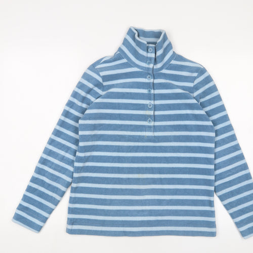 Landsend Womens Blue Striped Polyester Pullover Sweatshirt Size XS Button
