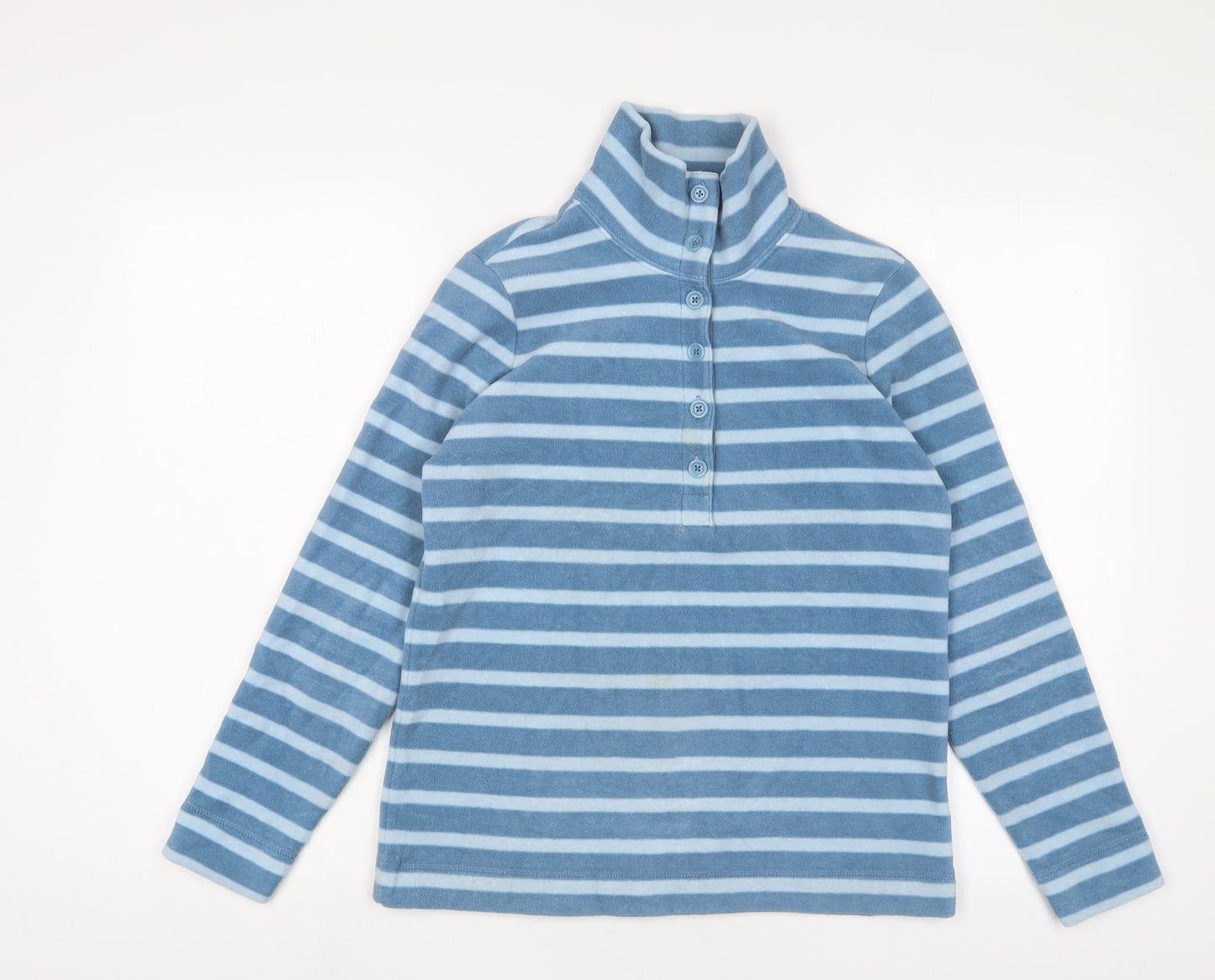Landsend Womens Blue Striped Polyester Pullover Sweatshirt Size XS Button