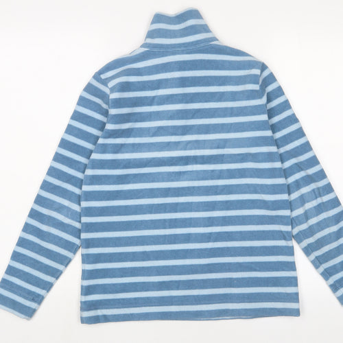 Landsend Womens Blue Striped Polyester Pullover Sweatshirt Size XS Button