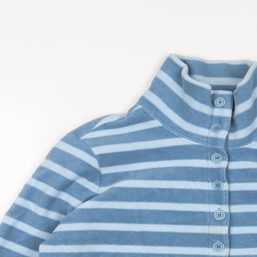 Landsend Womens Blue Striped Polyester Pullover Sweatshirt Size XS Button
