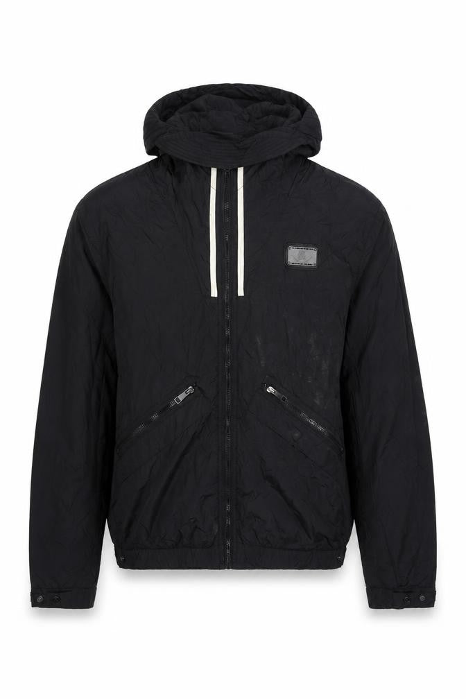 Front view of Temple of vendora men’s black jacket, size XL, zip