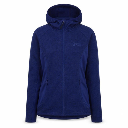 Front view of North Ridge women’s blue jacket, size UK 8, zip - logo, embroidered
