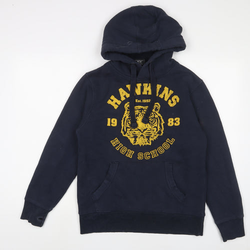 Stranger Things Mens Blue Cotton Pullover Hoodie Size S