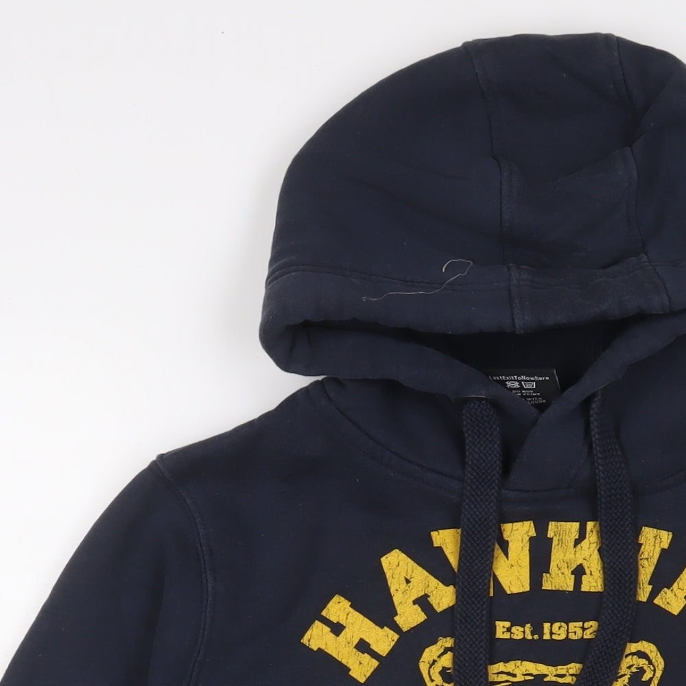 Stranger Things Mens Blue Cotton Pullover Hoodie Size S