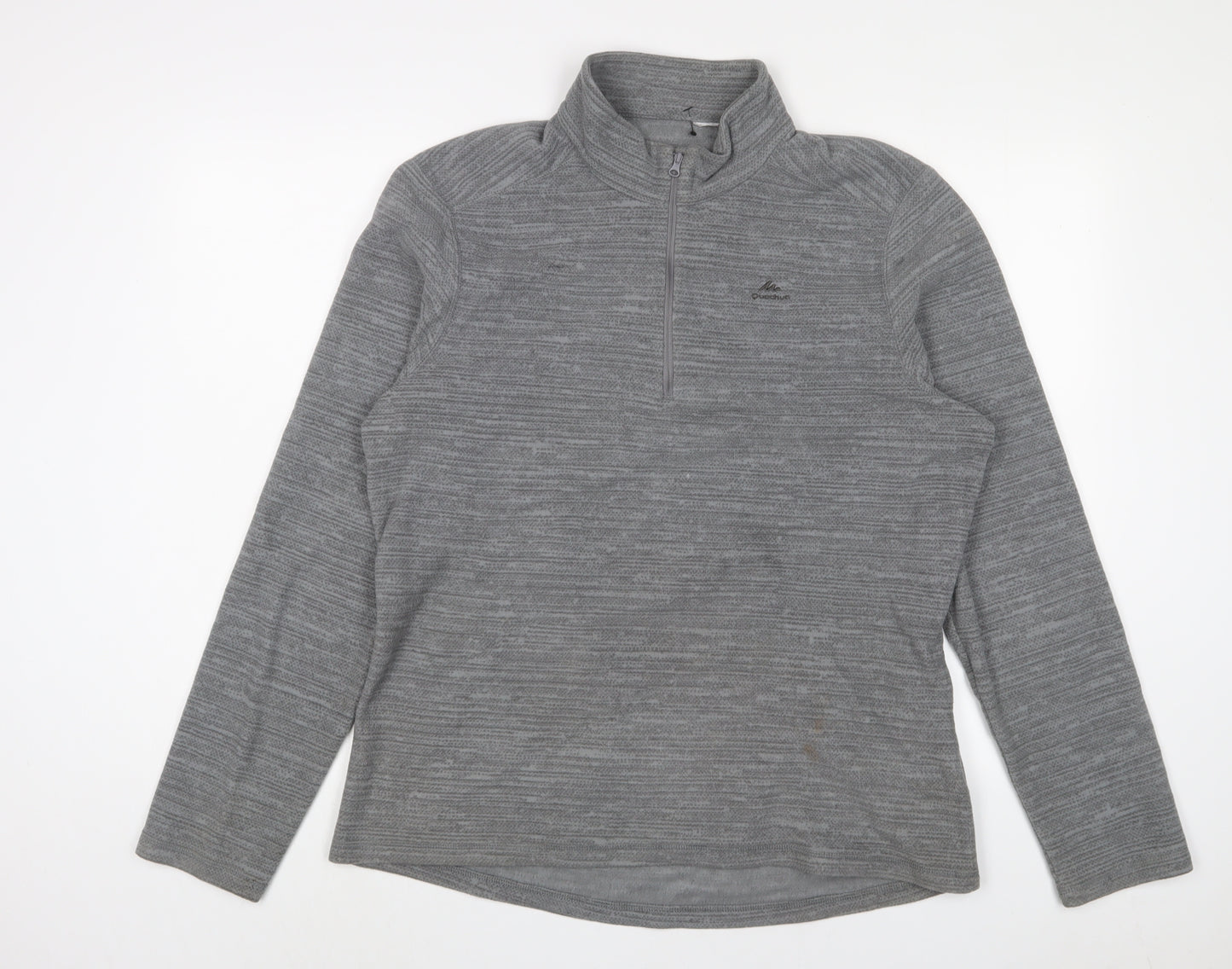 DECATHLON Mens Grey Polyester Pullover Sweatshirt Size L - Logo, Embroidered