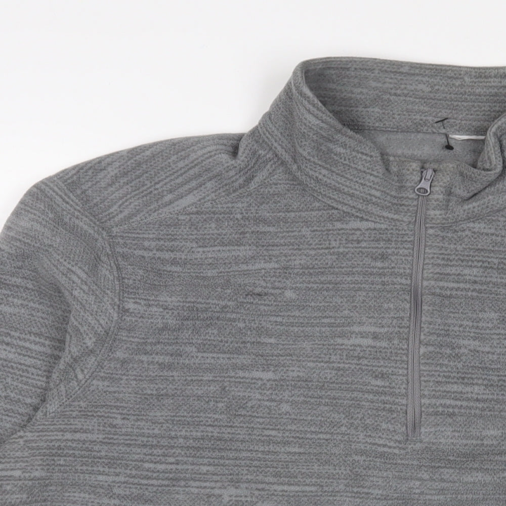 DECATHLON Mens Grey Polyester Pullover Sweatshirt Size L - Logo, Embroidered