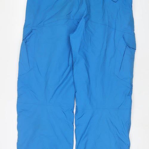 The North Face Mens Blue Polyester Snow Pants Trousers Size L L31 in Regular Snap - Logo, Embroidered