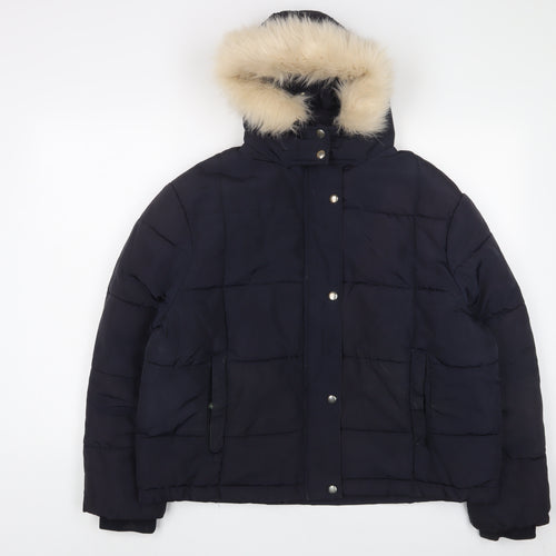 Golddigga Womens Blue Quilted Coat Size 12 Zip
