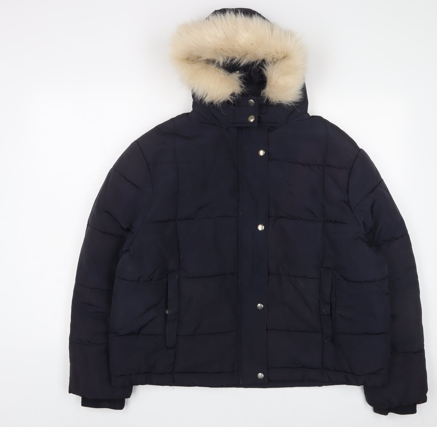 Golddigga Womens Blue Quilted Coat Size 12 Zip