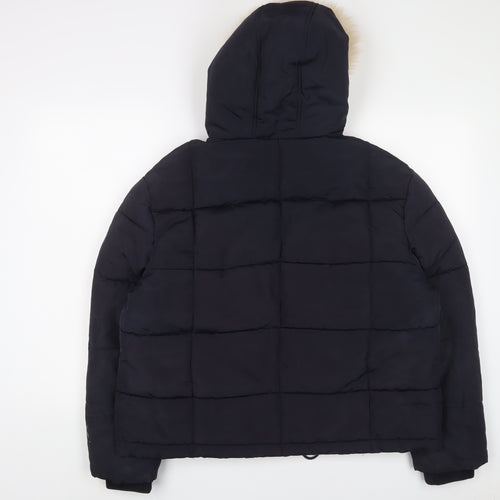 Golddigga Womens Blue Quilted Coat Size 12 Zip