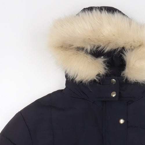 Golddigga Womens Blue Quilted Coat Size 12 Zip