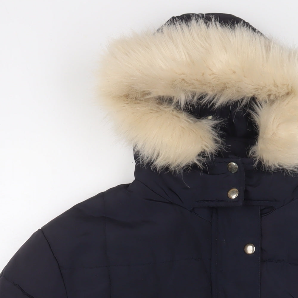 Golddigga Womens Blue Quilted Coat Size 12 Zip