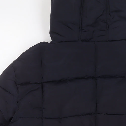 Golddigga Womens Blue Quilted Coat Size 12 Zip
