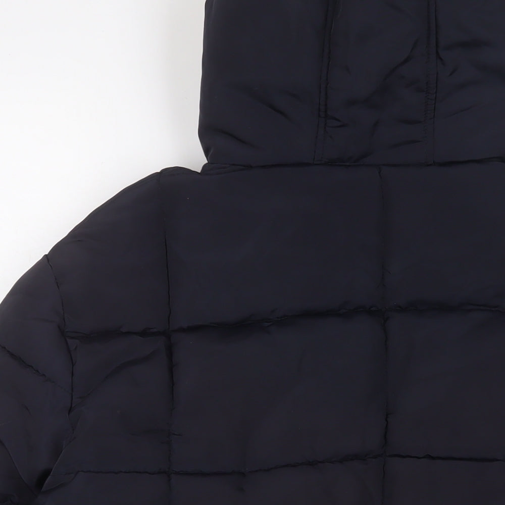 Golddigga Womens Blue Quilted Coat Size 12 Zip