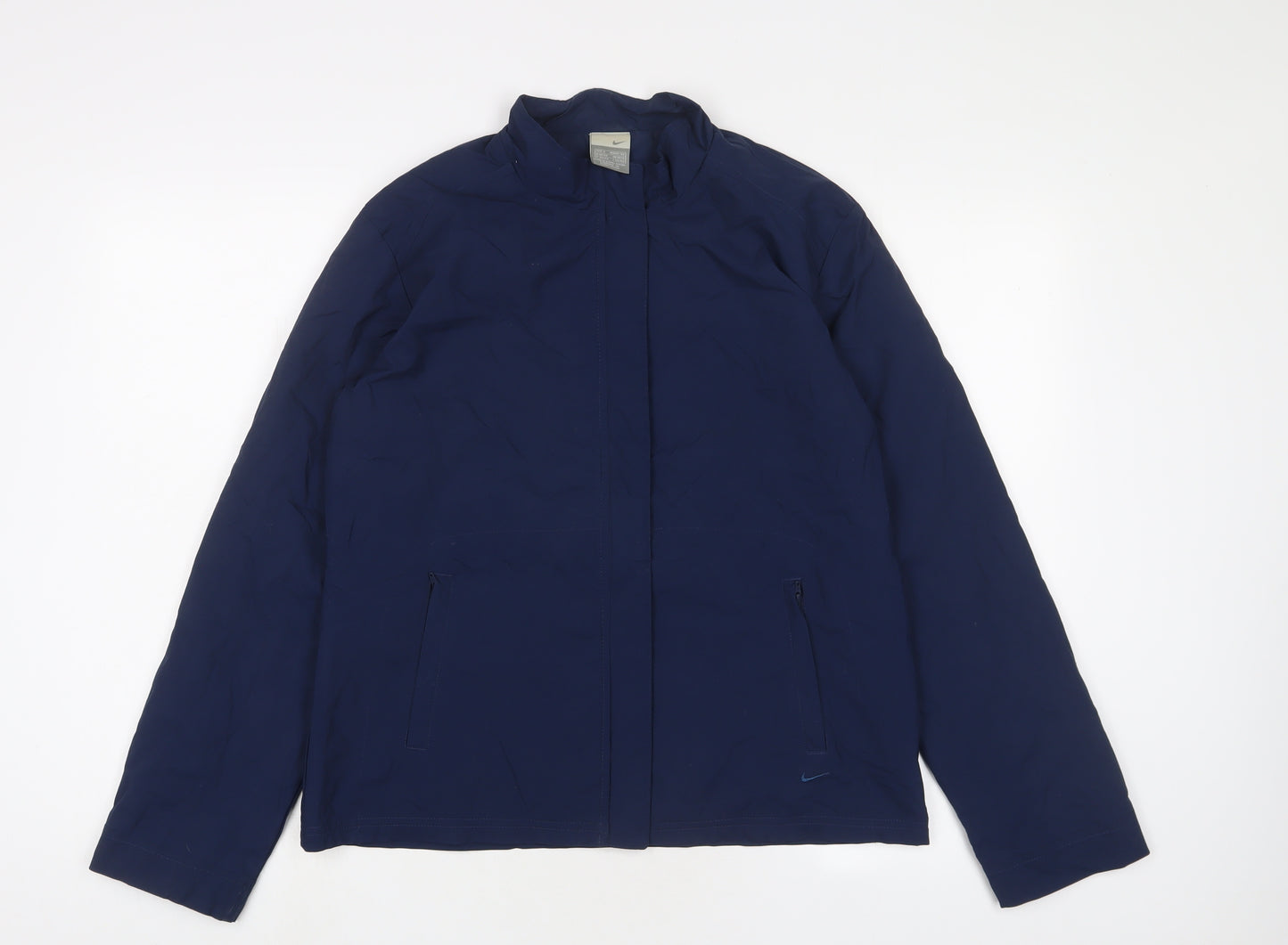 Nike Womens Blue Jacket Size 10 Zip - Logo, Embroidered