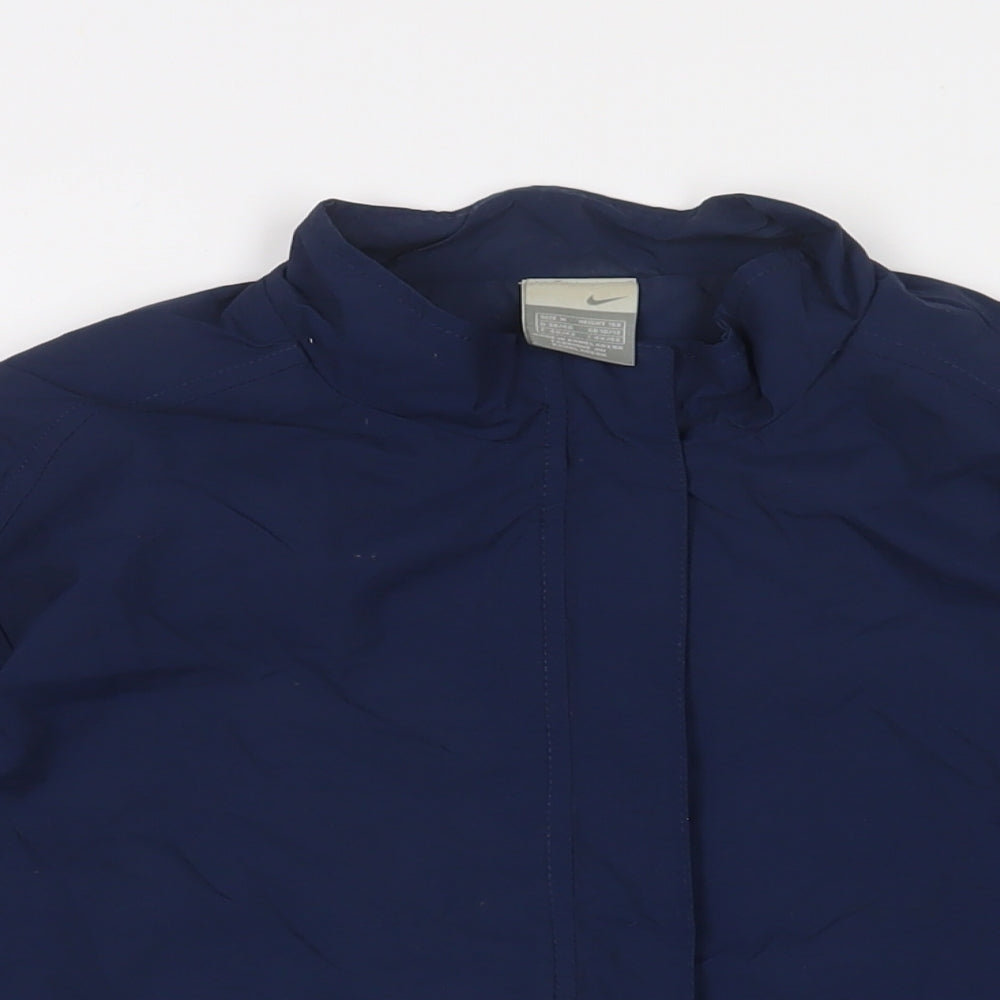 Nike Womens Blue Jacket Size 10 Zip - Logo, Embroidered